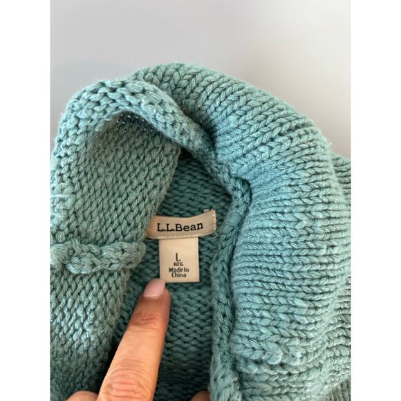 L.L.Bean Turquoise Cotton Knit Roll Neck Sweater-L - Picture 4 of 7